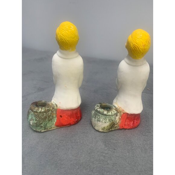 Vintage 1977 B & C Chalkware Choir Boy Candle Holders Set of 2 - Picture 4 of 14